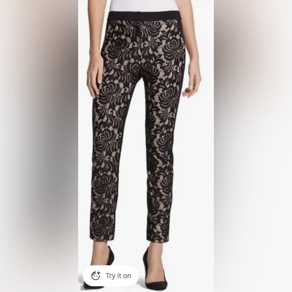 Chicos black label Lace Panel Slim Ankle Pants Sz 2.5 (US 14)